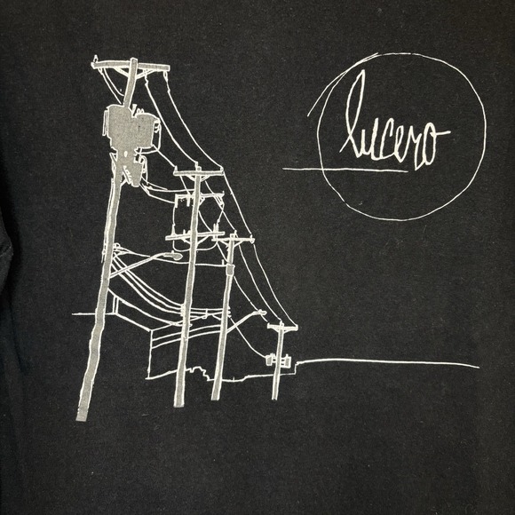 Lucero Band T-shirt Black White Power Line Art Large RARE READ - Picture 2 of 10